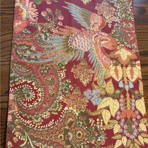Pottery Barn Caesarea Red paisley birds Fabric table runner 18”x108”